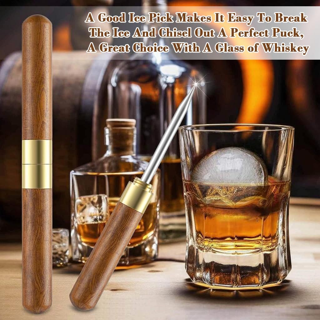 Supvox Ice Awl for Home Bar and Camping featuring 6.2 in Size and Ergonomic Wooden Handle