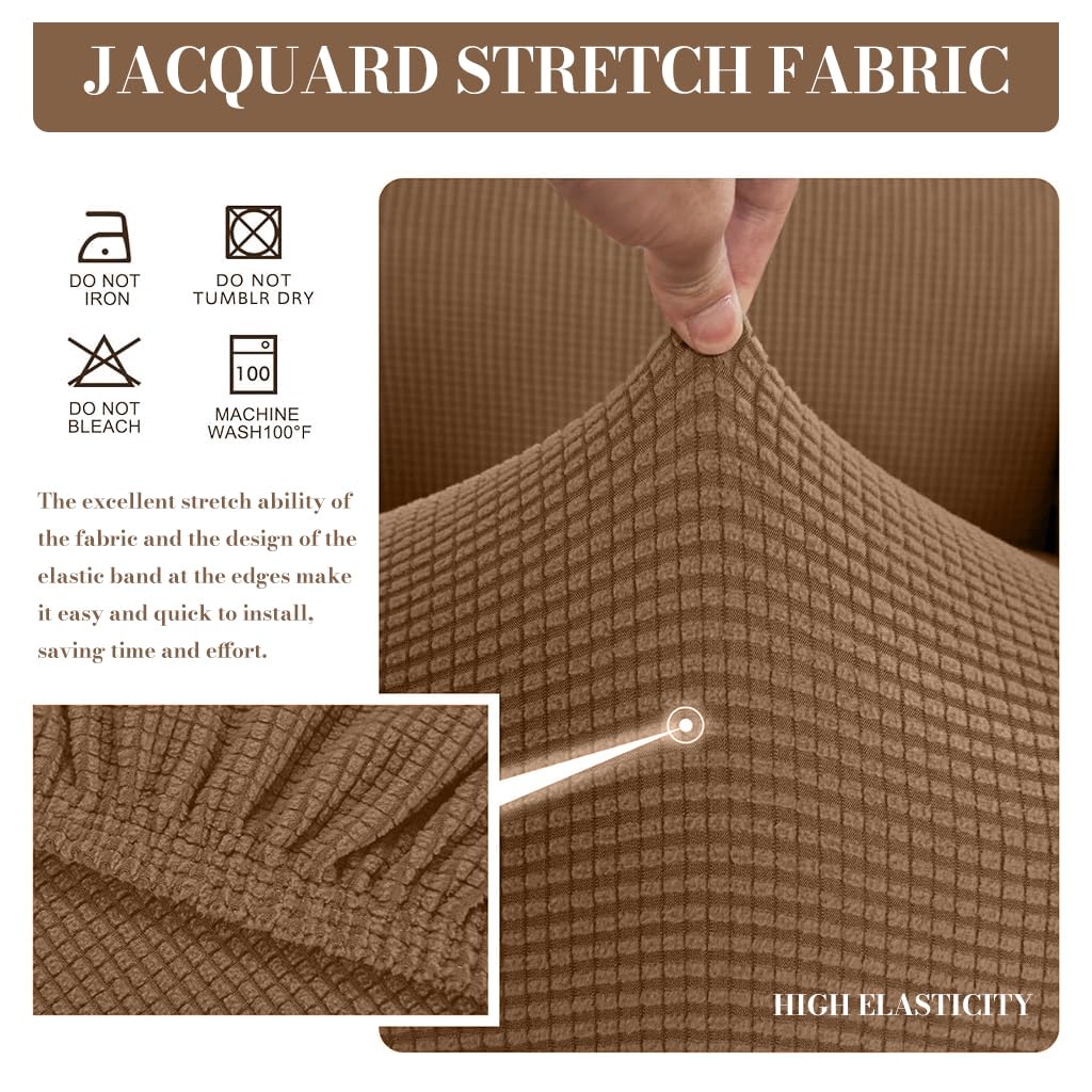 HASTHIP Sofa Seat Cushion Slipcover for 50–70cm Mats with Stretchy Slip‑On Fit | Brown Textured Cover