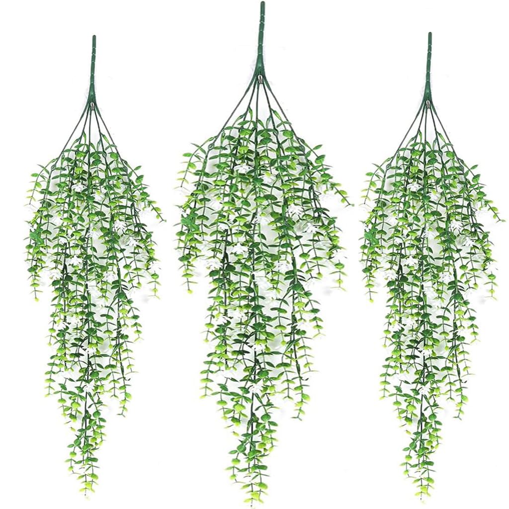HASTHIP Artificial Hanging Plants for Home Decor featuring UV Resistant Eucalyptus Vines 30.7 in | Easy Care Greenery