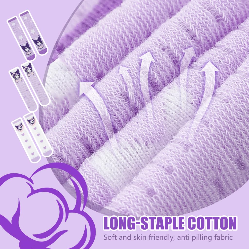 SANNIDHI Stockings for Girls featuring Kawaii Cartoon Design with 8.6 in Fit and Breathable Cotton