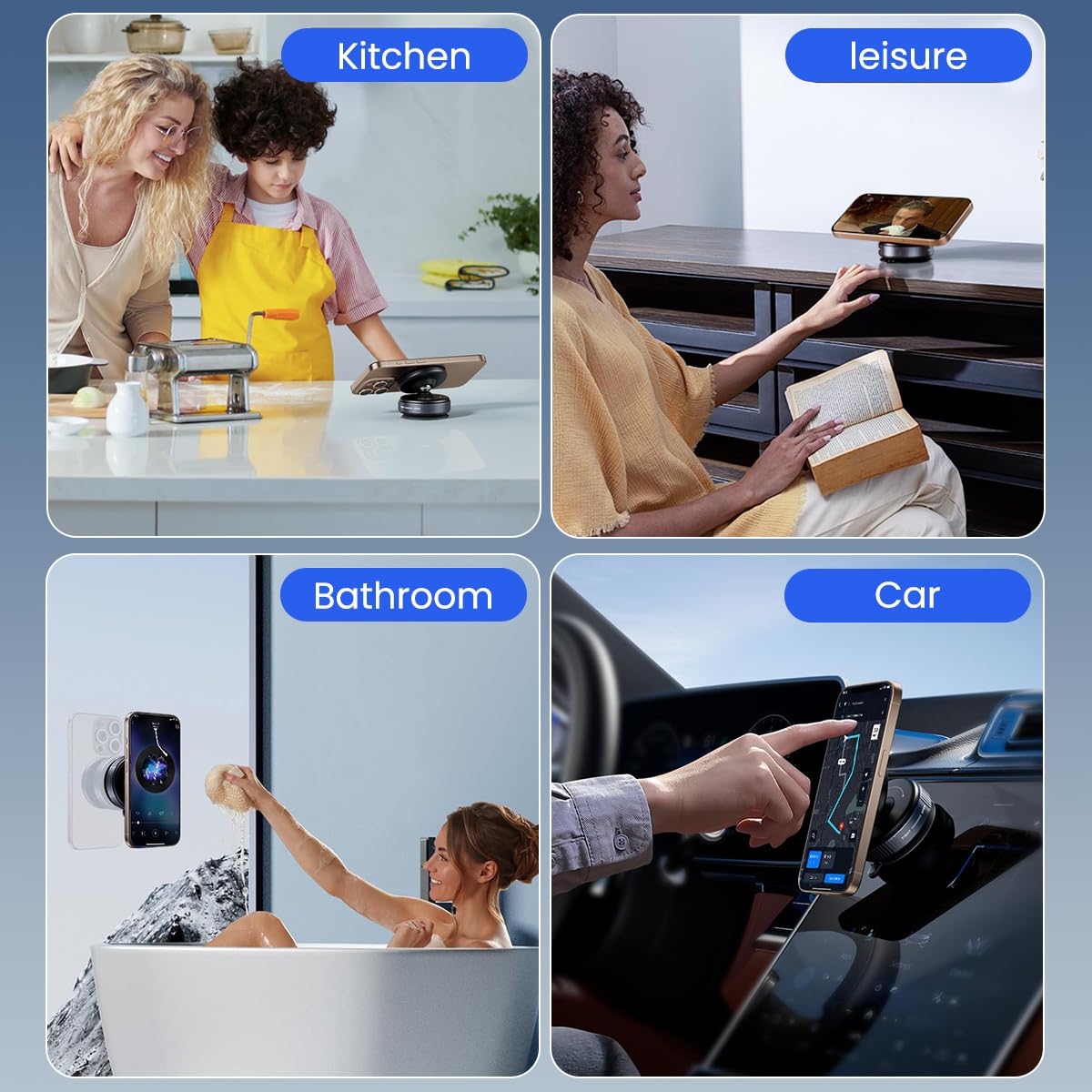 STHIRA Magnetic Phone Holder for Car with 360° Rotating Head and Strong Suction Cup | Compact Travel Mount