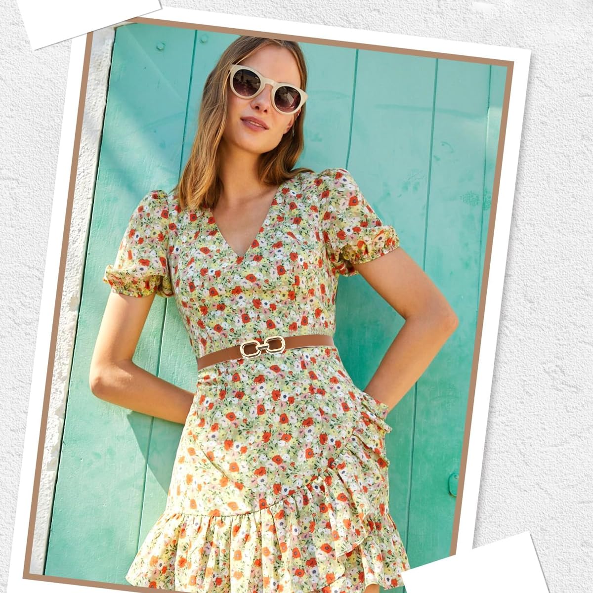 SANNIDHI Belt for Women featuring Tuck and Pin Closure with 115cm Fit in Beige & Brown