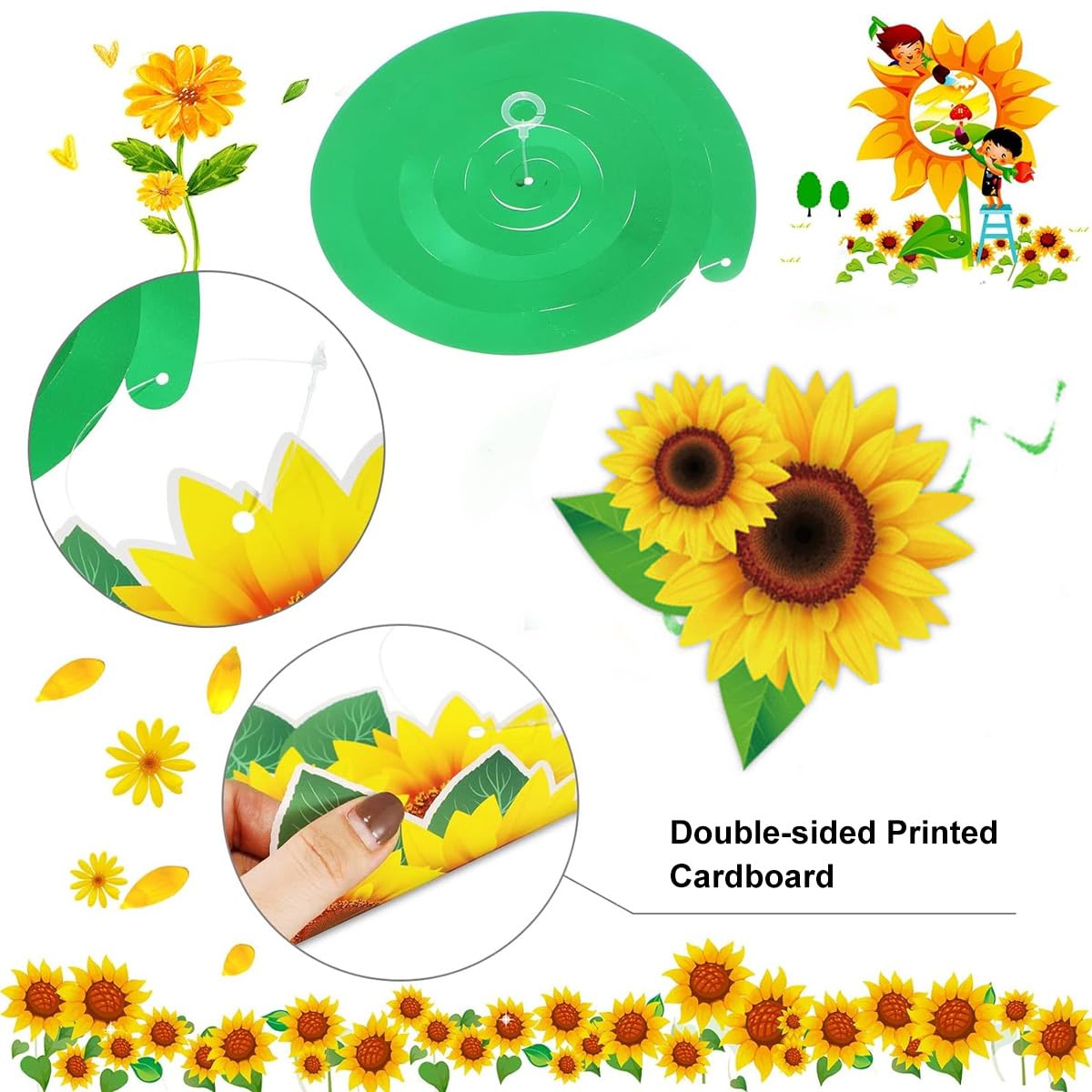 PATPAT Sunflower Party Decorations for Summer and Birthday Events featuring 48Pcs Metallic Foil Hanging Swirls | Ready to Hang