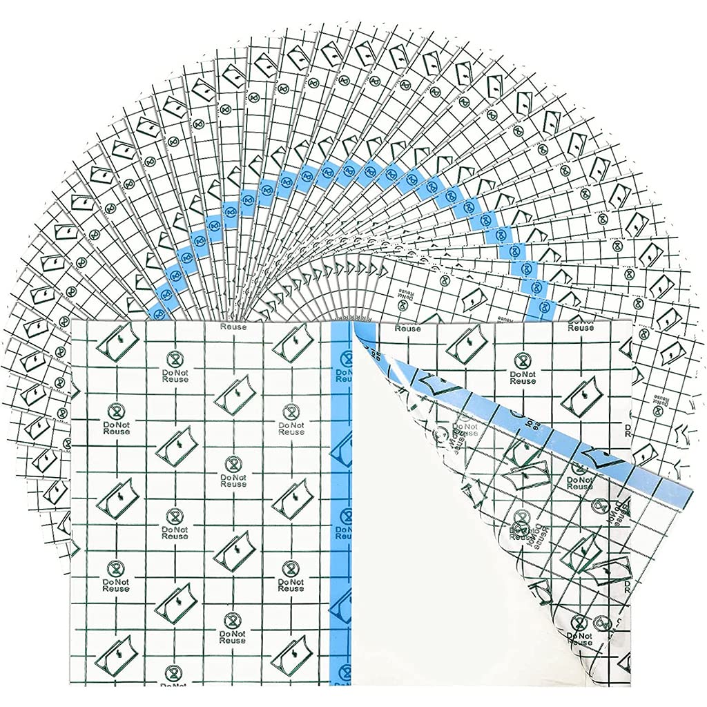 HANNEA Transparent Adhesive Bandage Dressing for Wound Care and Tattoo Aftercare 50pcs 5 x 6 in | Waterproof PU Film with Cuttable Grid Lines