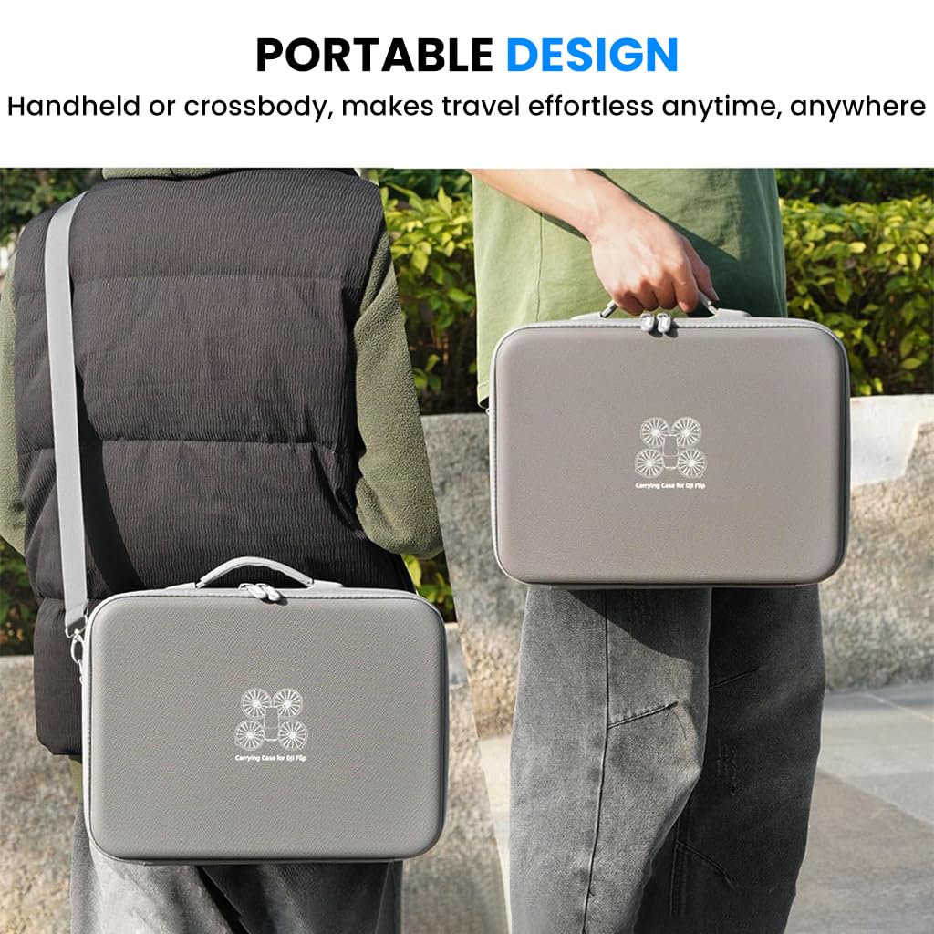 ZORBES Carrying Case for DJI Flip Drone with PU Hard Shell and Custom Molded Compartments | Travel Bag for RC2 and RC N3 Accessories