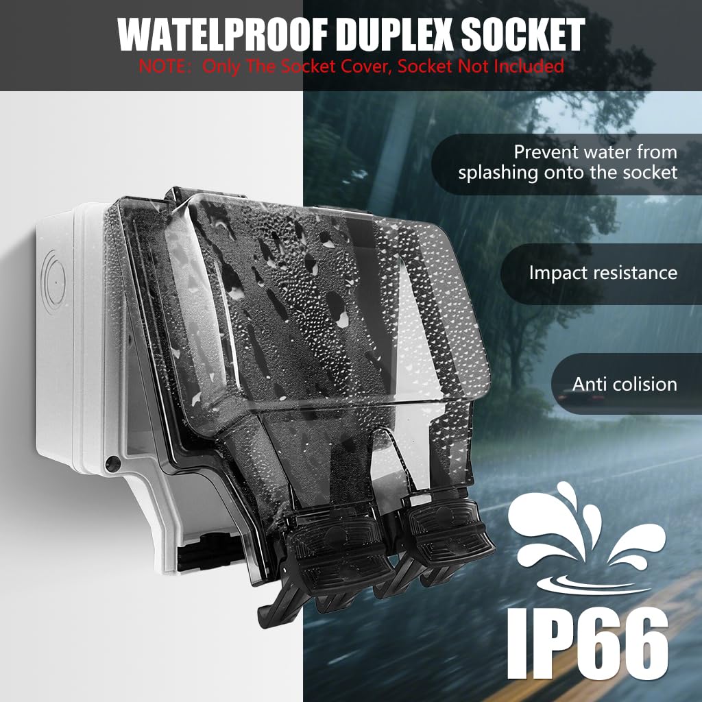 Serplex Waterproof Cover for Duplex Outlet with Flip Up Lid 86×146mm ABS Case | Outdoor Use