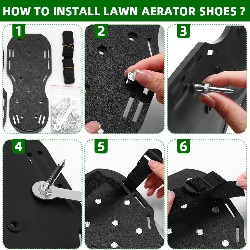 HASTHIP Lawn Aerator Shoes for Gardening with 1.65 in Metal Spikes and Dual Hook Straps