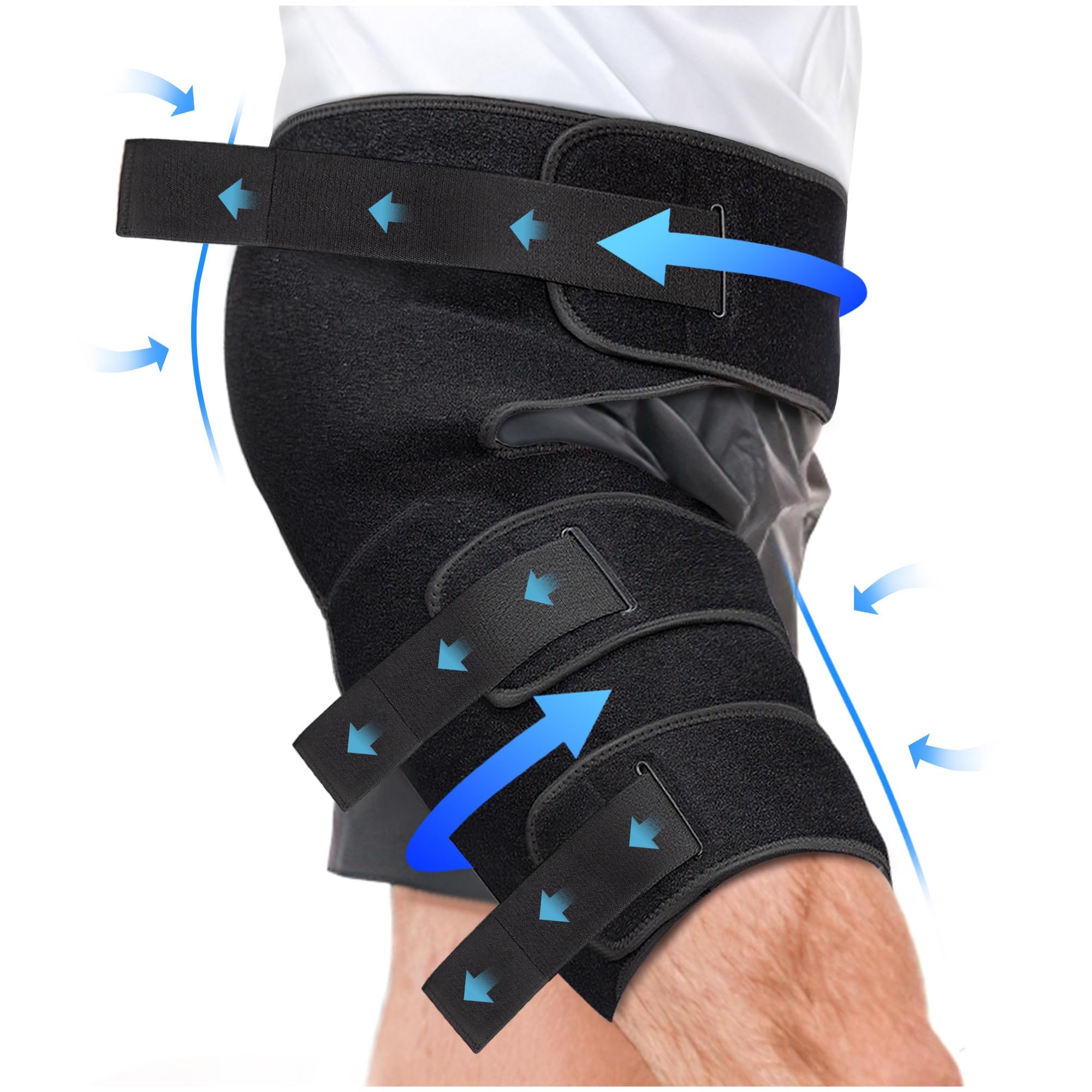 HANNEA® Adjustable Thigh Compression Brace Fits Left/Right Leg, Breathable Thigh Support for Sports, Running, Gym & Recovery, Multipurpose Thigh Brace, Stabilizes Muscles, Reduces Pain