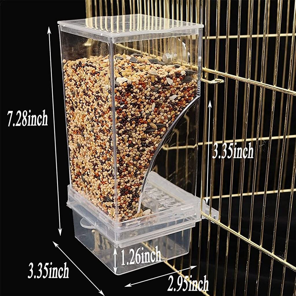 Qpets Bird Feeder for Cage with Screw-Fixed Mount and 14.3×5.5×3 cm Plastic Design | Inside or Outside Use