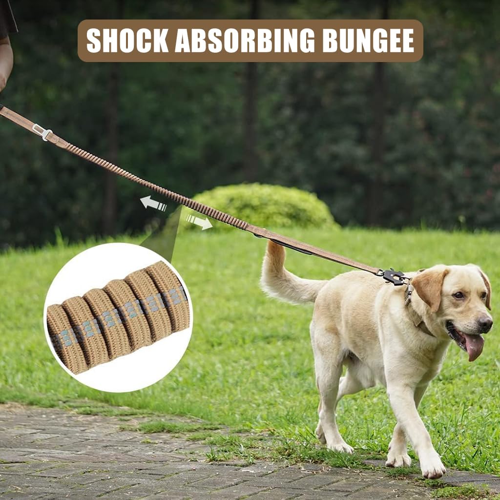 Qpets Bungee Dog Leash for Large Dogs with Dual Handles and 360° Swivel Clasp | 47–70 in Stretch