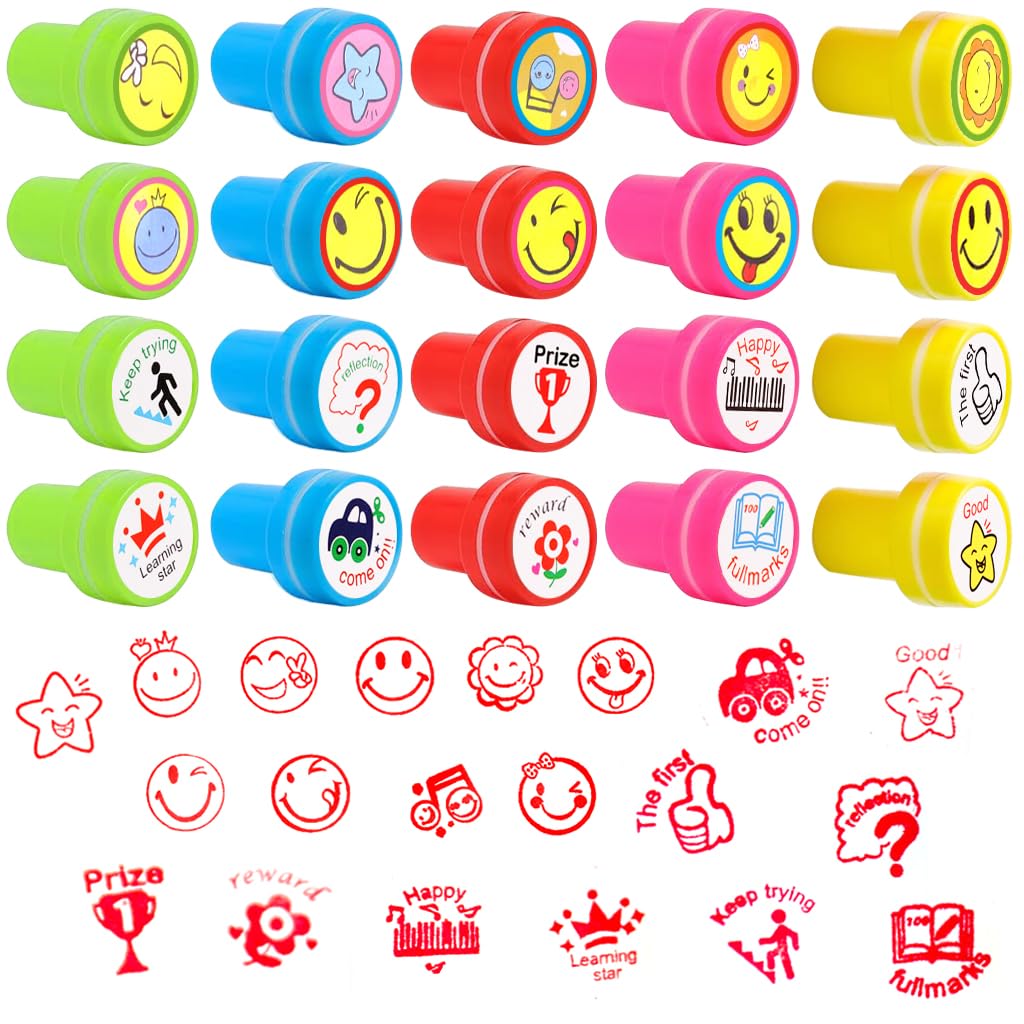 HASTHIP Kids Reward Stamps for Classroom Motivation featuring 20pcs Quick Dry Pre Inked Designs
