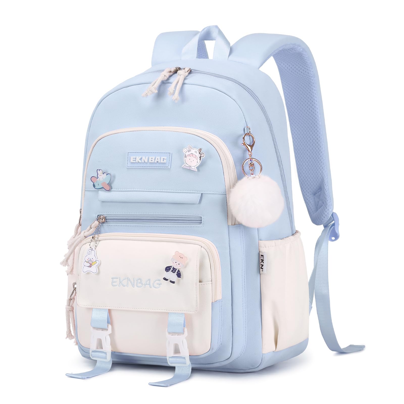 Climberty® Girls School Backpack Kawaii Blue School Book Bag Multi Compartment 15.6 inches Travel Backpack School Bag for Girls 6-12 Years Old Birthday Gift Christmas Gift, 32x15x45cm
