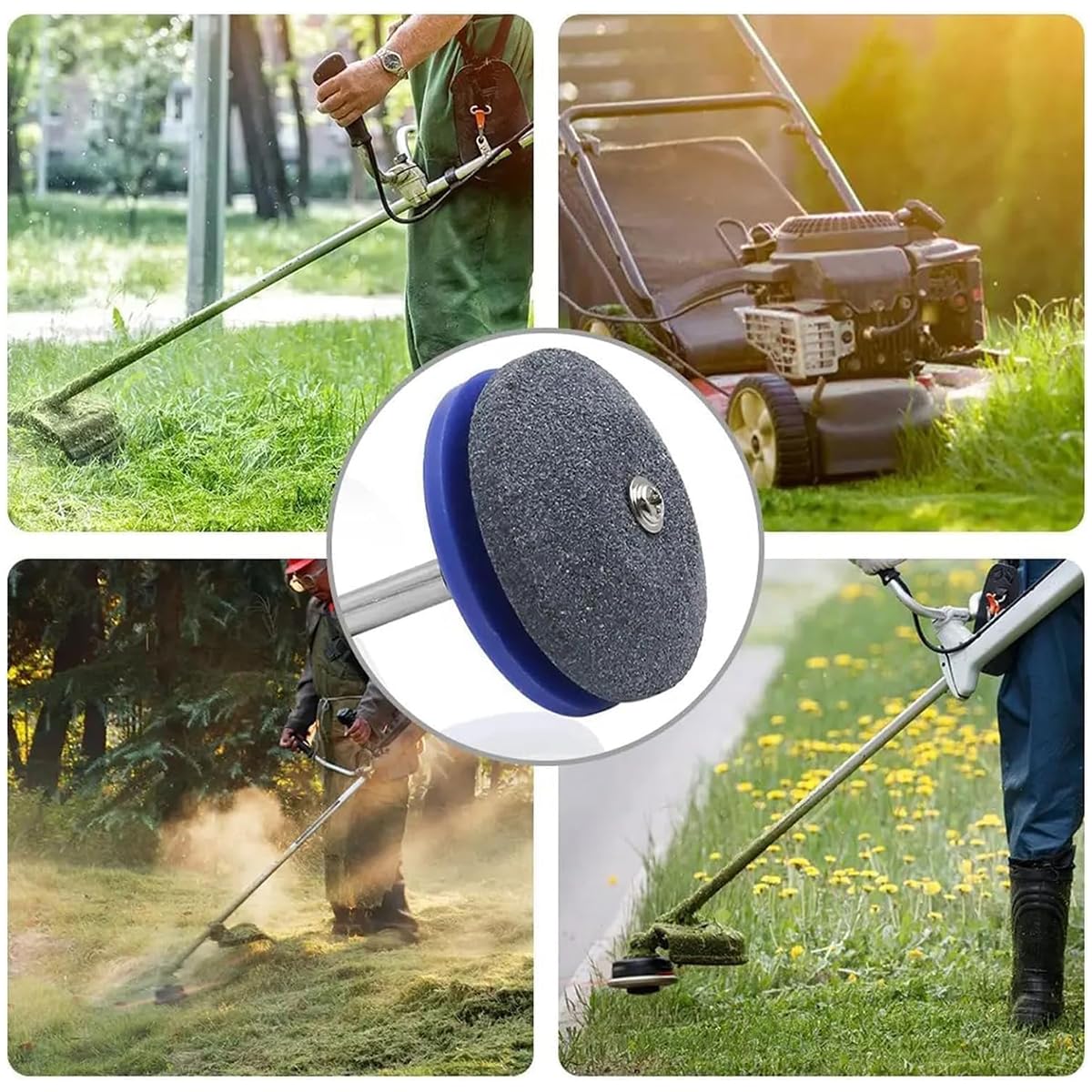 Serplex Lawn Mower Blade Sharpener Kit 3 pcs 58x63 mm with Double Layer Corundum | Universal for Power Drills