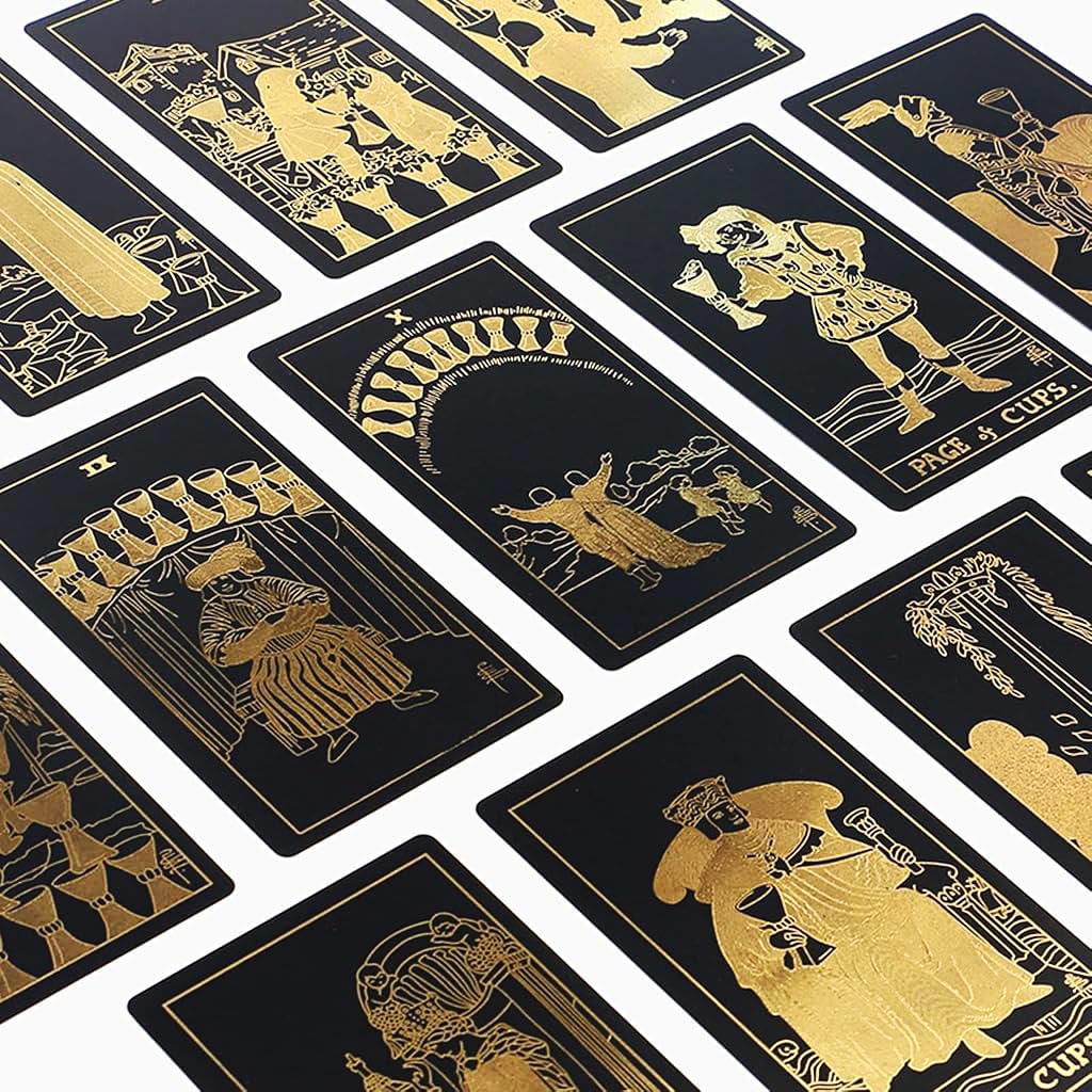 PATPAT Tarot Cards for Beginners with 78 Sheets and Guide Book featuring PET Waterproof Design | Includes 2 Collectible Cards and Golden Embossing
