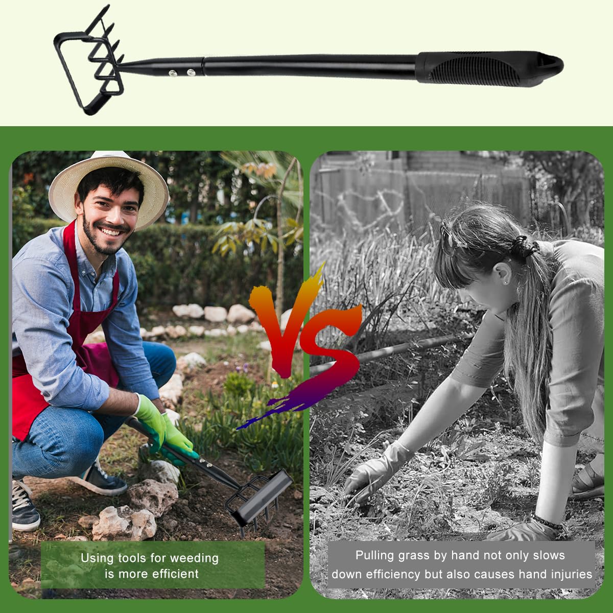 HASTHIP Gardening Weeder for Soil Cultivation featuring 4 Claws and 19.6 in Handle | Manganese Steel Tool