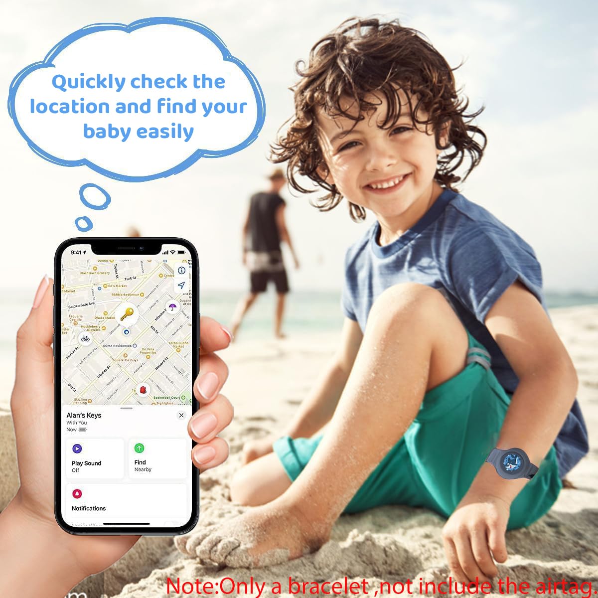 ZORBES Kids AirTag Bracelet for Anti-Lost Tracking with 9 in Adjustable Silicone Band | Cartoon Shark Design for Children