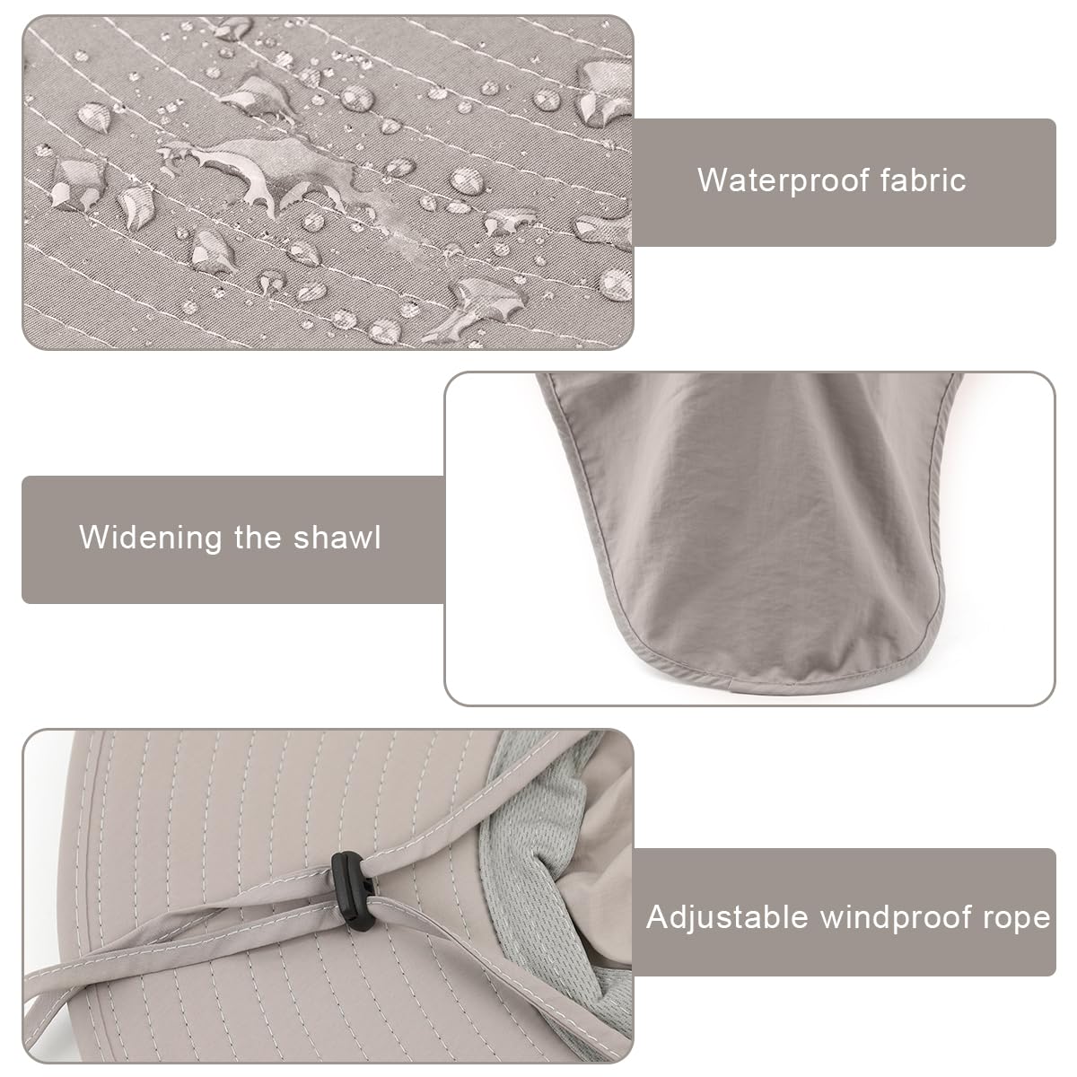 PROBEROS Sun Hat UPF50+ for Hiking and Fishing with Wide Brim and Neck Flap | 3PCS