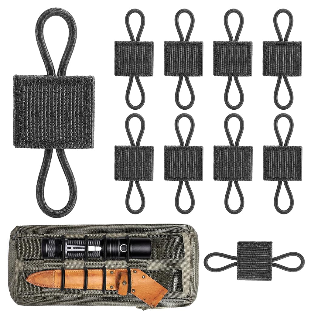 Proberos® Pack of 10 Tactical Gear Holder Clip Molle Webbing Retainer Elastic Binding Ribbon Buckle for Tactical Vests Backpacks Multi-Purpose Attachments for Backpacks, Vests