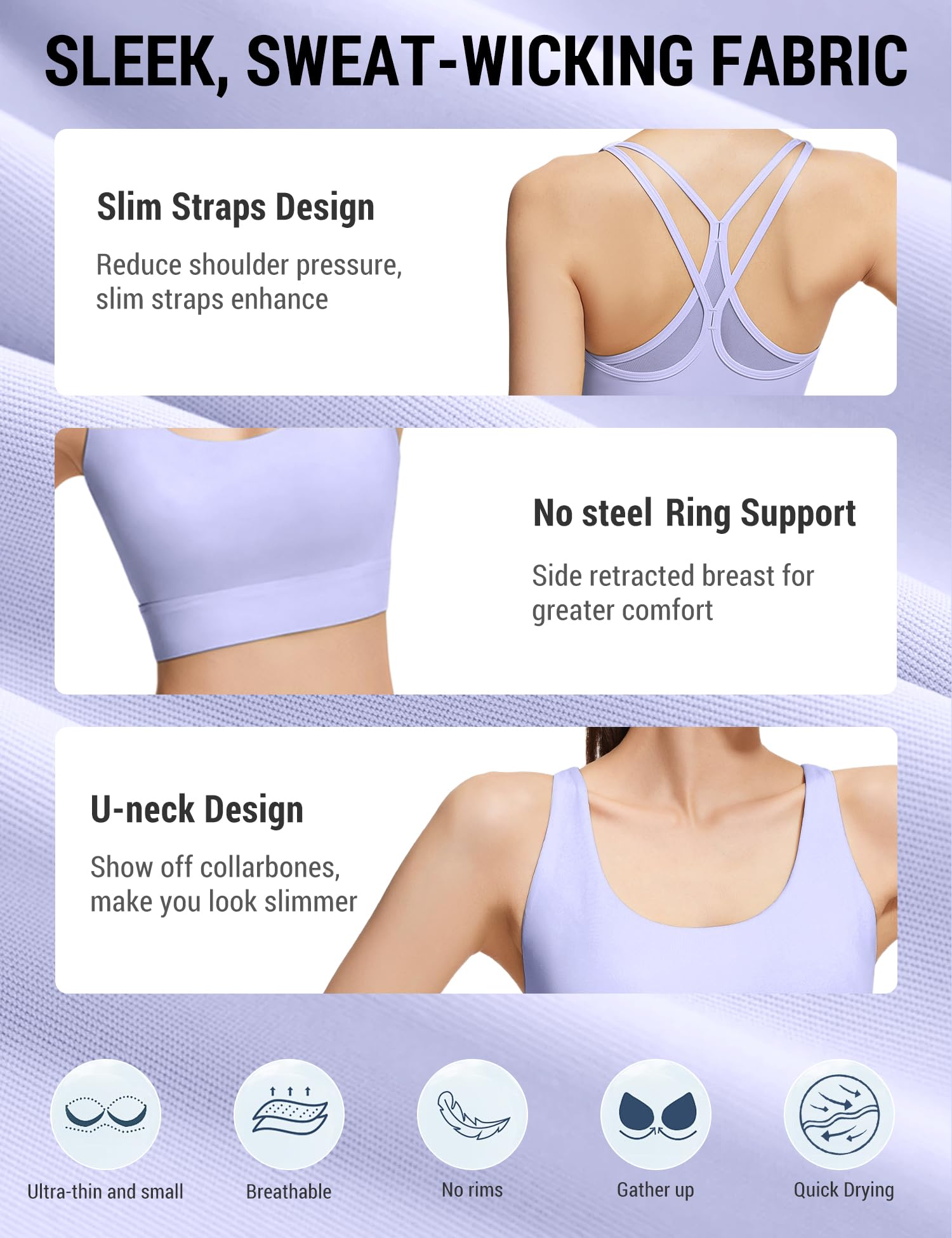 Venzina Women’s High Support Sports Bra for Running and Gym with Criss Cross Back | Quick Dry Mesh Panels and Fixed Pads Purple L