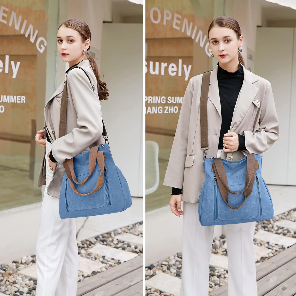 PALAY Handbags for Women with 35×12×32 cm Large Capacity and Detachable Shoulder Strap | Canvas Tote Bag for Daily Use