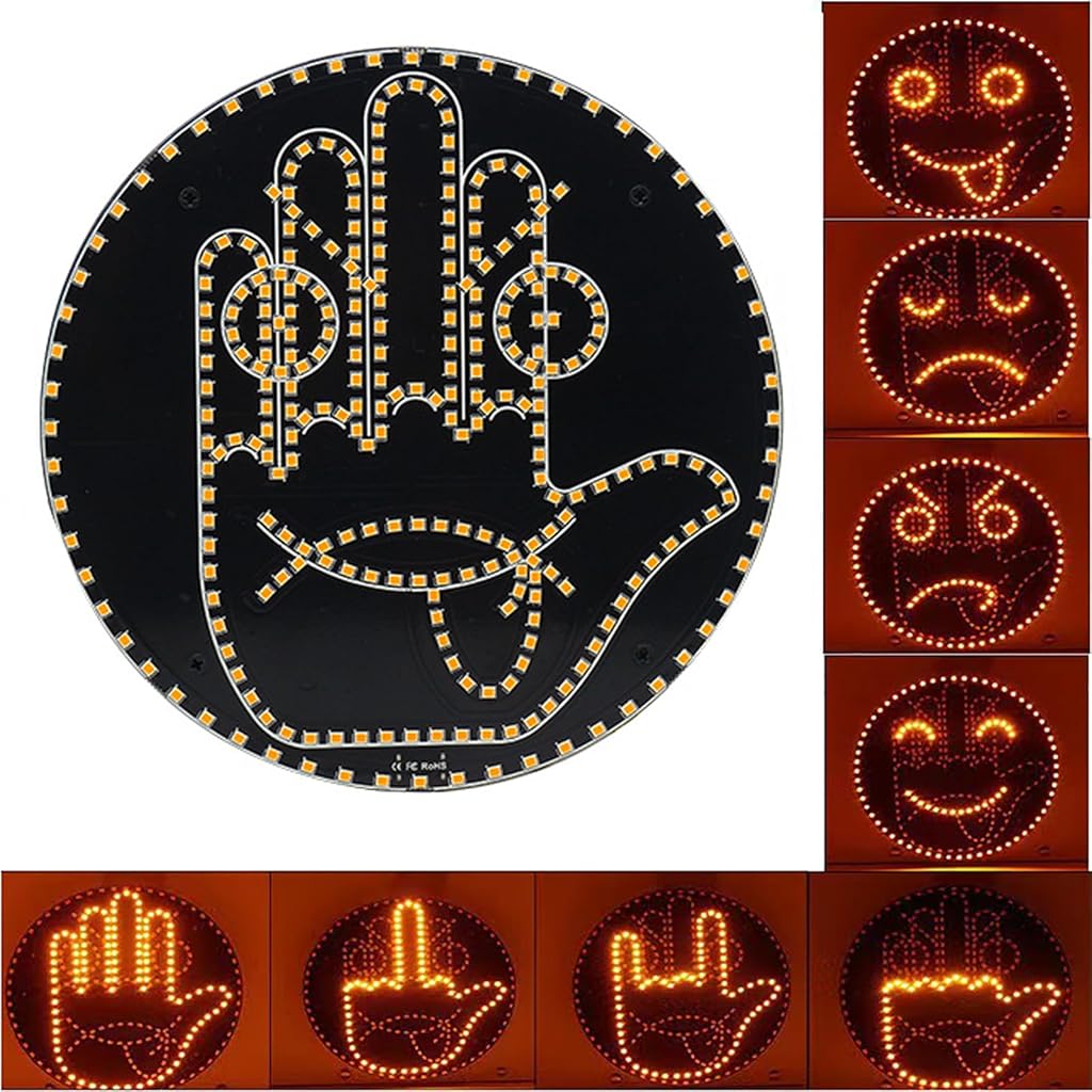 STHIRA® Car Rear Windshield Window Light with Remote, Creative Smiley Face & Hand Gesture LED Decorative Light, 8 Display Patterns, USB C Plug and Go & Battery Operated, No Battery Included