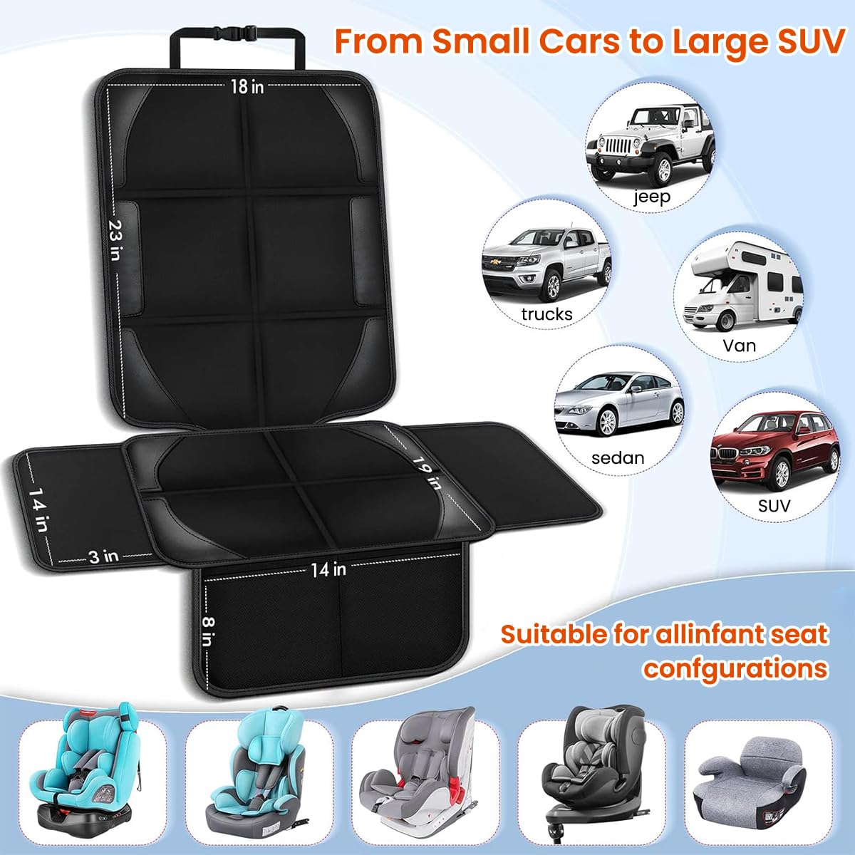 STHIRA Car Seat Cover Protector for Baby and Toddler Seats with 3 Side Pouches | Waterproof