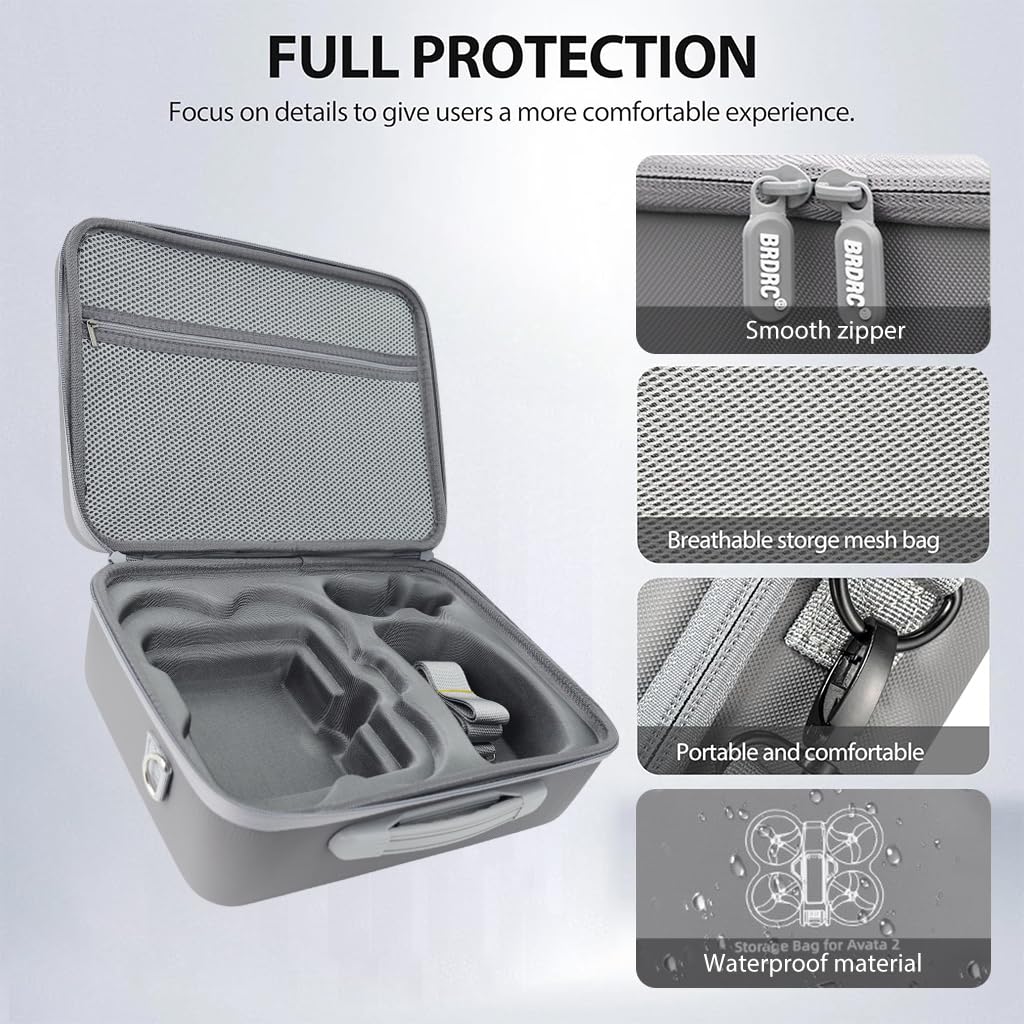 ZORBES Carrying Case for DJI Avata 2 with Waterproof PU Hard Shell and EVA Lining | Travel Storage Bag
