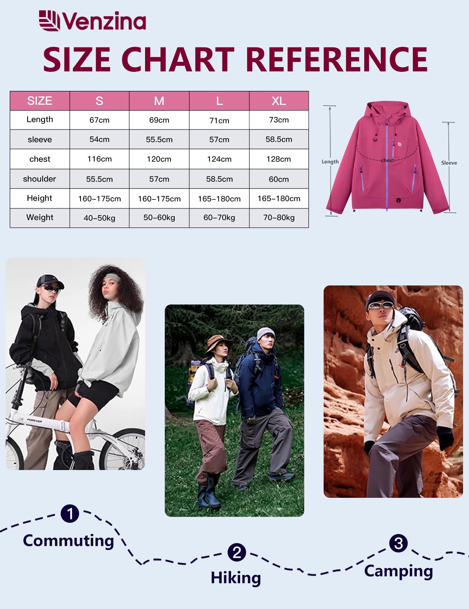Venzina Women’s Waterproof Jacket for Commute and Travel featuring Color-Block Design | Purple