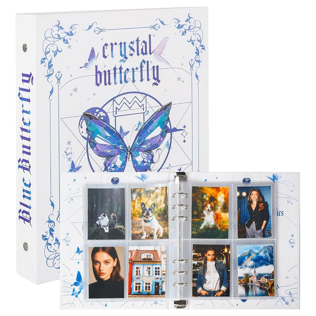PATPAT Photo Album for Collectible Cards with 160 Slots and Double Sided Clear Pockets | Fashion Blue Butterfly Hard Cover