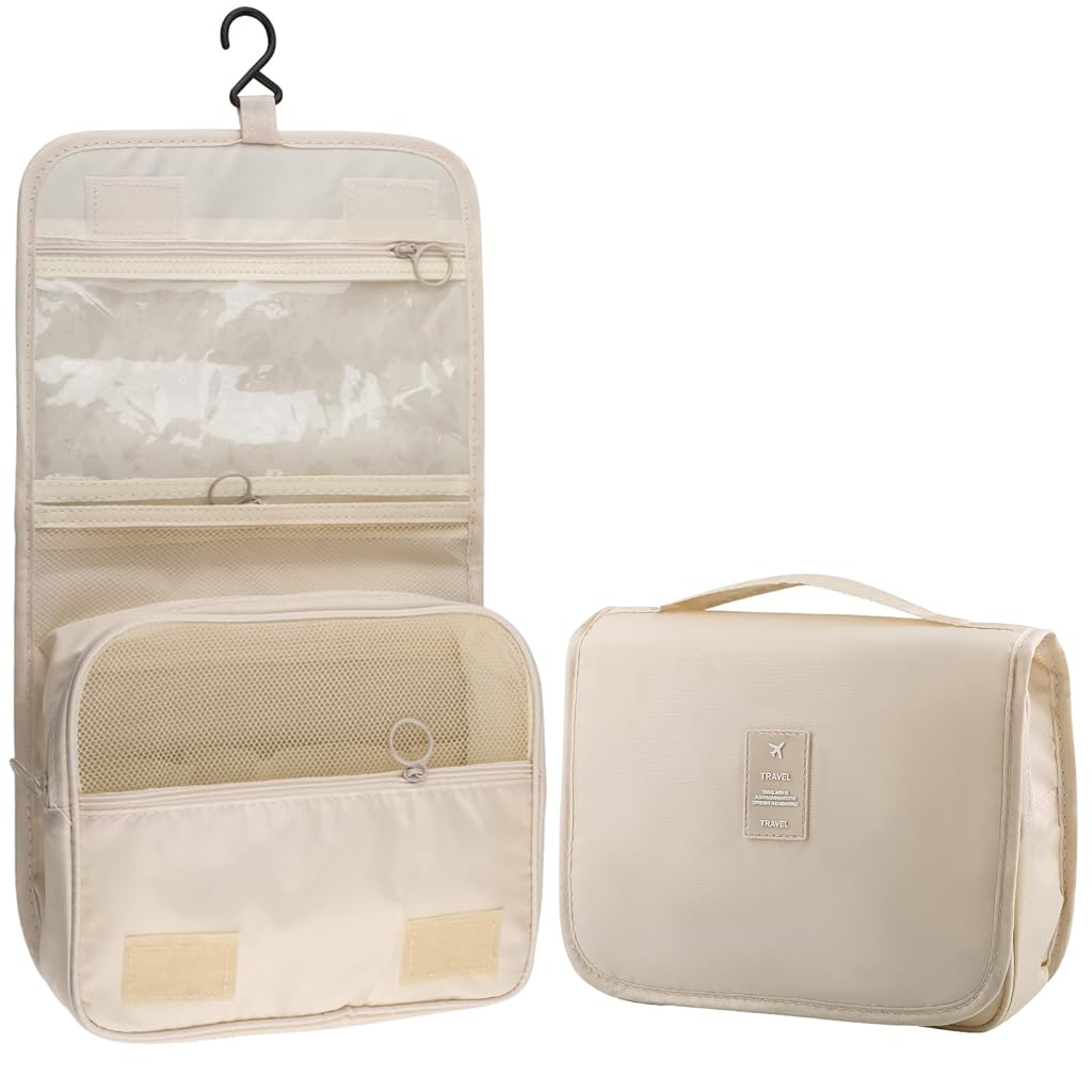 ZIBUYU® Foldable Hanging Travel Toiletry Bag Waterproof, Portable, Multi-Compartment Organizer for Cosmetics, Toiletries, Accessories, and Essentials on the Go