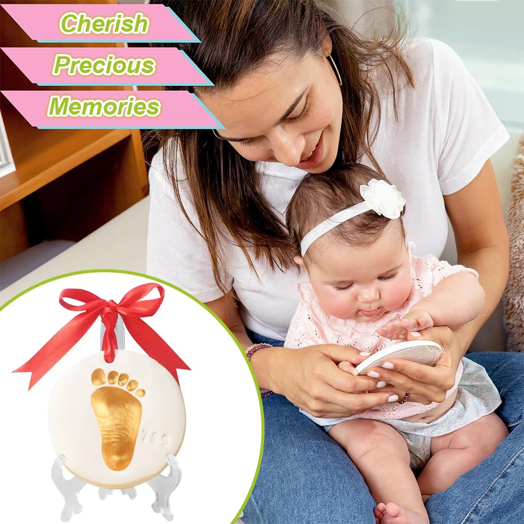 SNOWIE SOFT Baby Hand and Footprint Kit for Newborn Keepsakes with Food Grade Clay | Personalized Ornament Craft for Parents and Pets