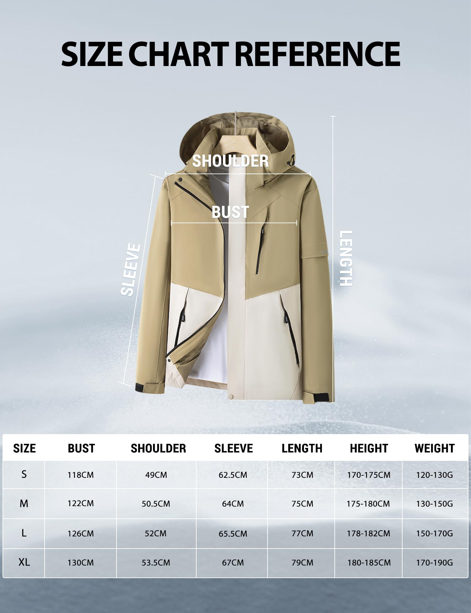 Venzina Men's Lightweight Jacket for Hiking and Cycling with Reflective Sleeves | Breathable Windbreaker and Water‑Repellent Light Khaki Coat