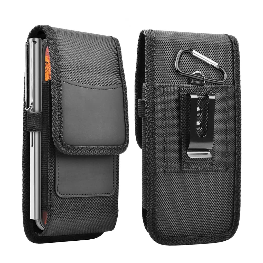 GUSTAVE Mobile Pouch for Men with Belt Clip and Card Holder featuring Magnet Closure | Waterproof Nylon Holster for Phones Under 7 in