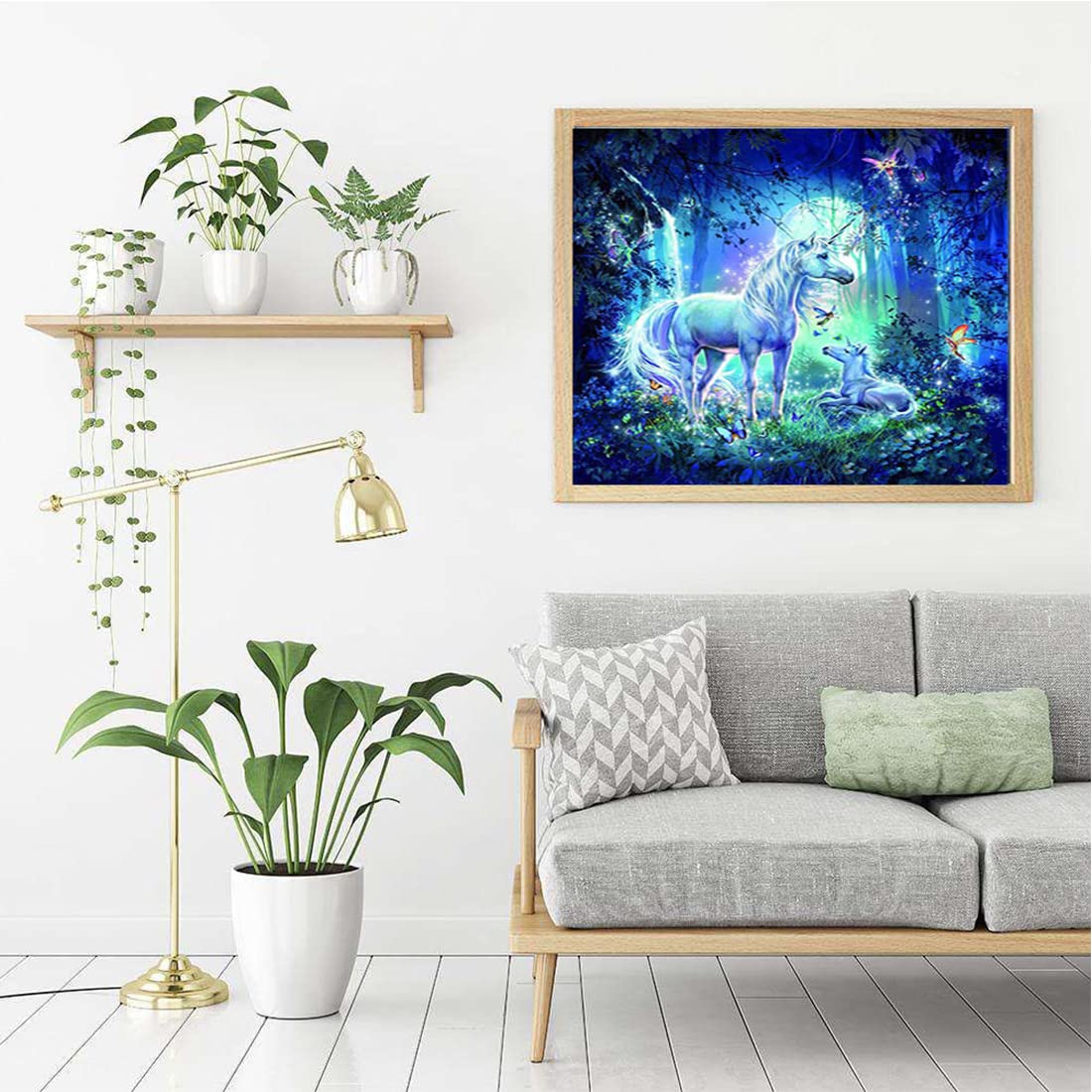 HASTHIP 5D Diamond Painting Kit for Home Wall Décor with Full Drill Canvas 30x40cm | DIY Unicorn Rhinestone Embroidery