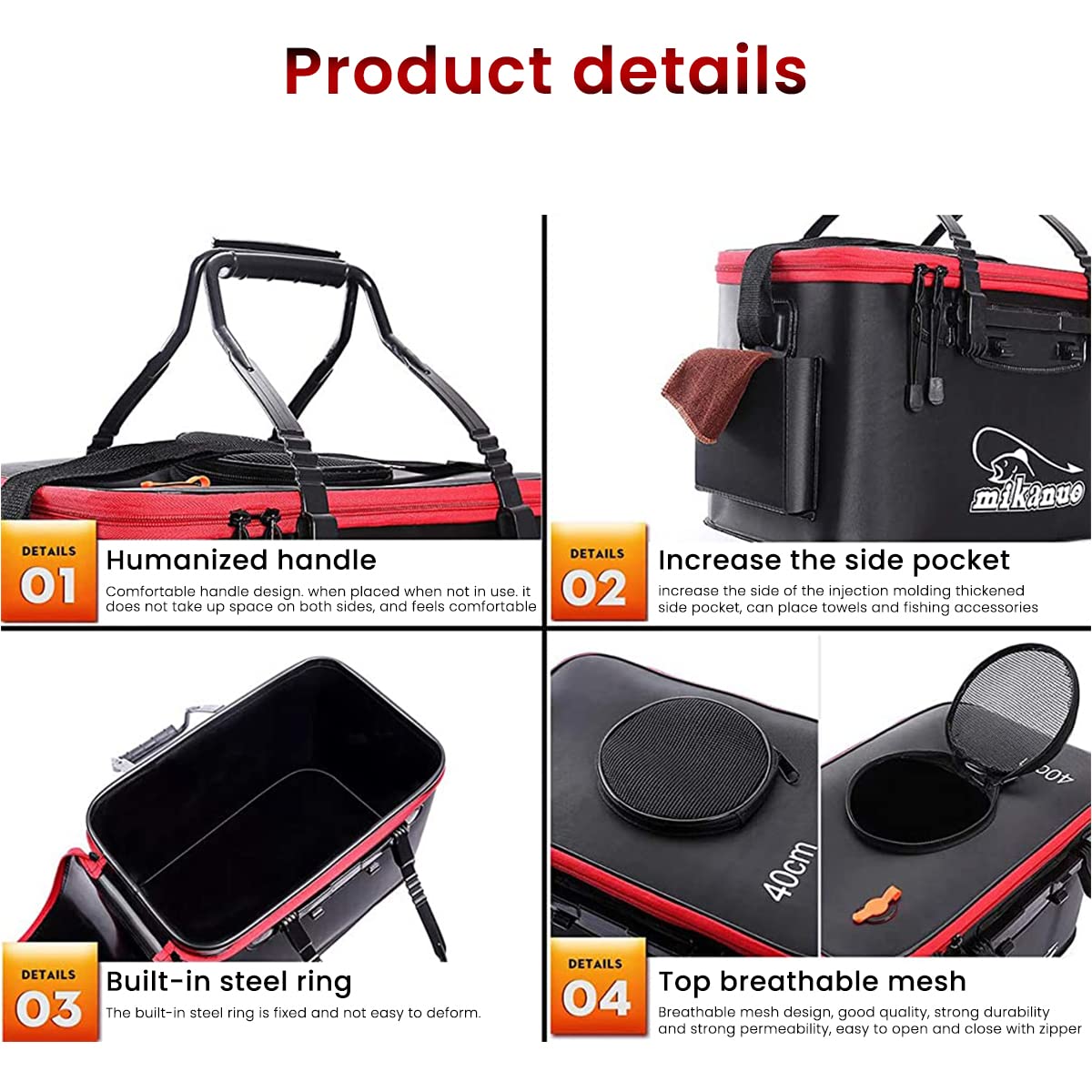 Proberos Fishing Bucket for Outdoor Use with 23L Capacity and Roll Up Mesh Cover | EVA Material