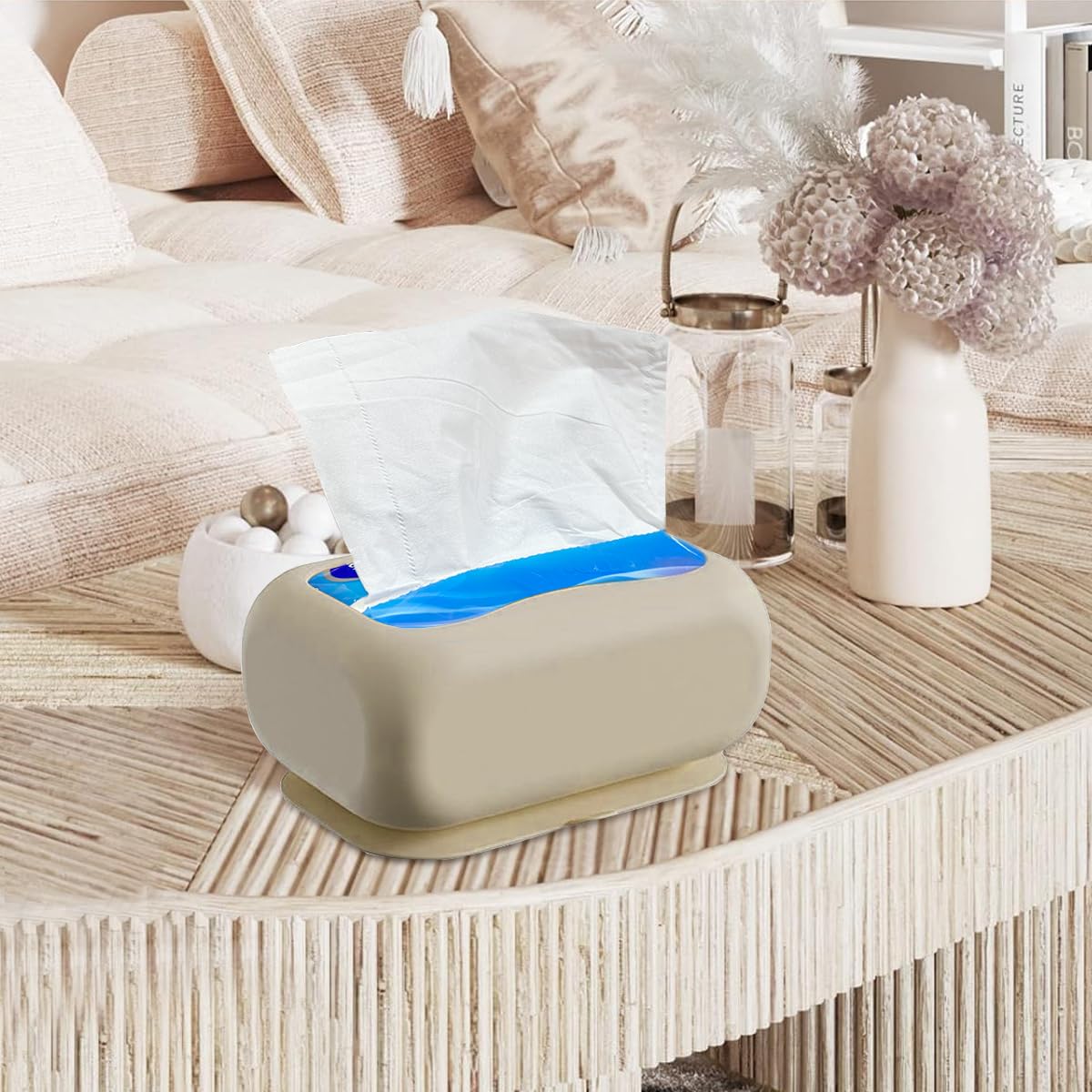 HASTHIP® Silicone Tissue Box Strong Suction Cup Tissue Paper Box Desk Tissue Box Wall Mount Tissue Box Under Desk Space Saving Under Desk Tissue Paper Box for Dressing Table, Desk, Office