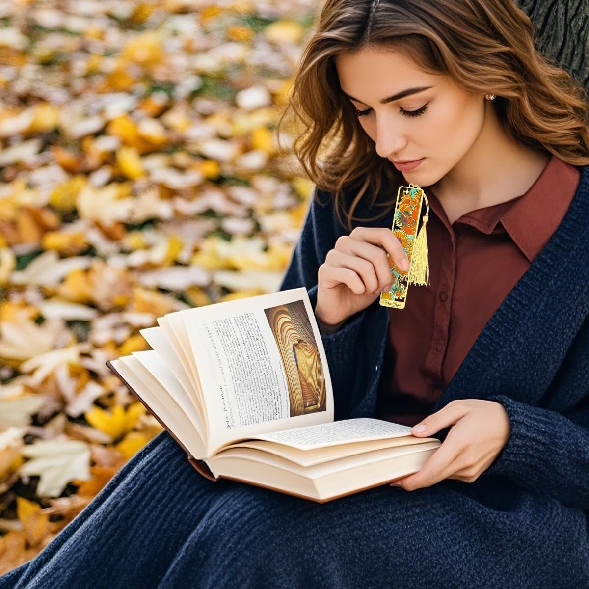 OFIFO Metal Bookmark Set of 4 for Readers with Tassel and Gold Hollow Design | 4.1 x 0.79 in