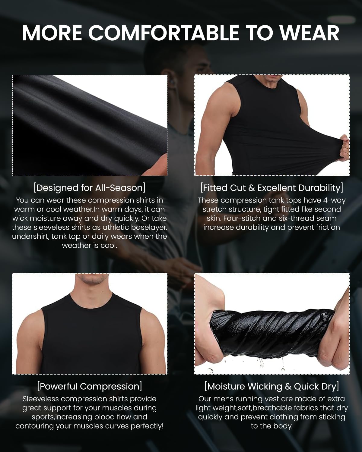 GUSTAVE Sleeveless T Shirt for Men with Quick Dry Moisture Wicking Fabric | Ideal for Gym and Sports Workouts