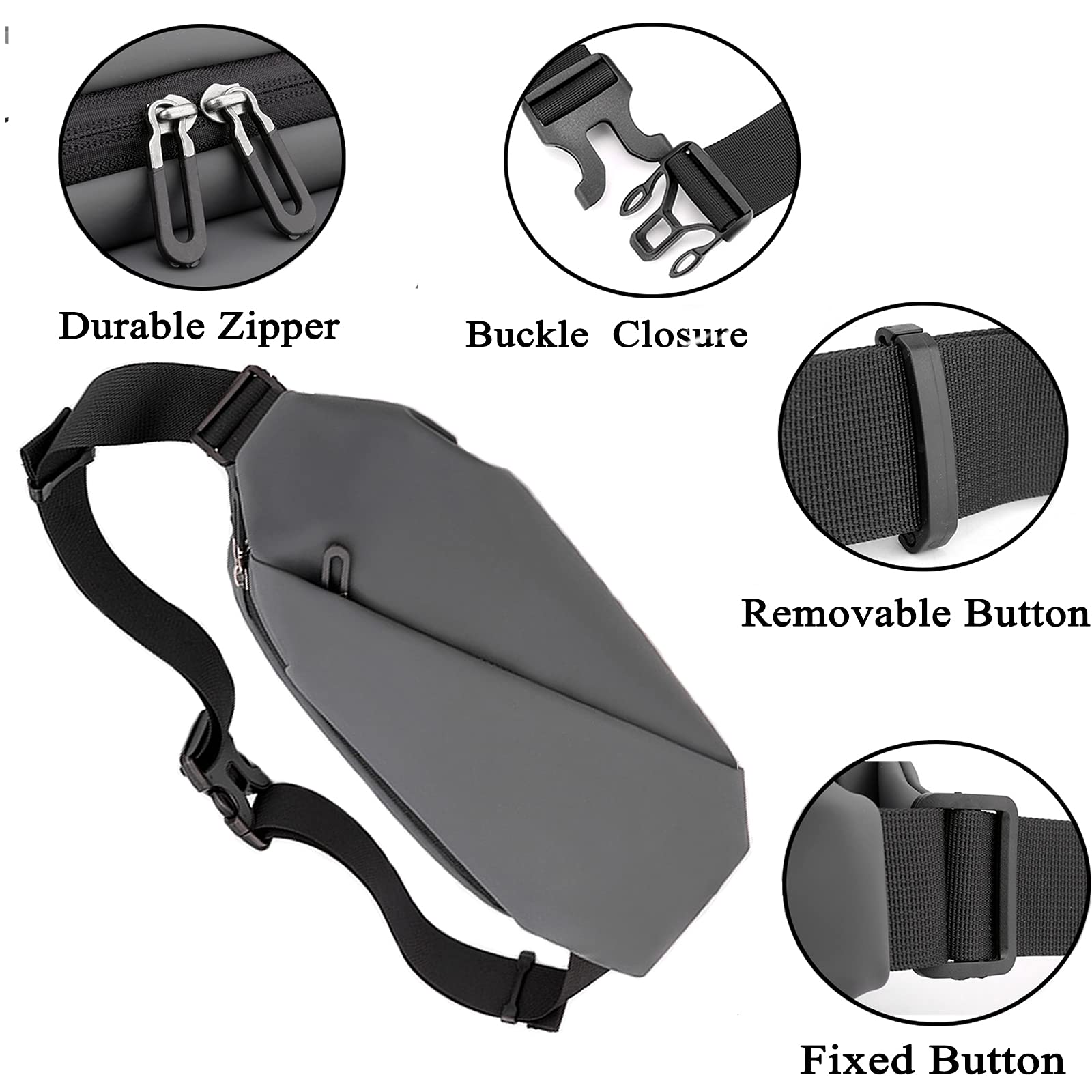 Gustave Waist Bag for Travel and Sports with 3 Pockets 37×5×15 cm | Adjustable Strap