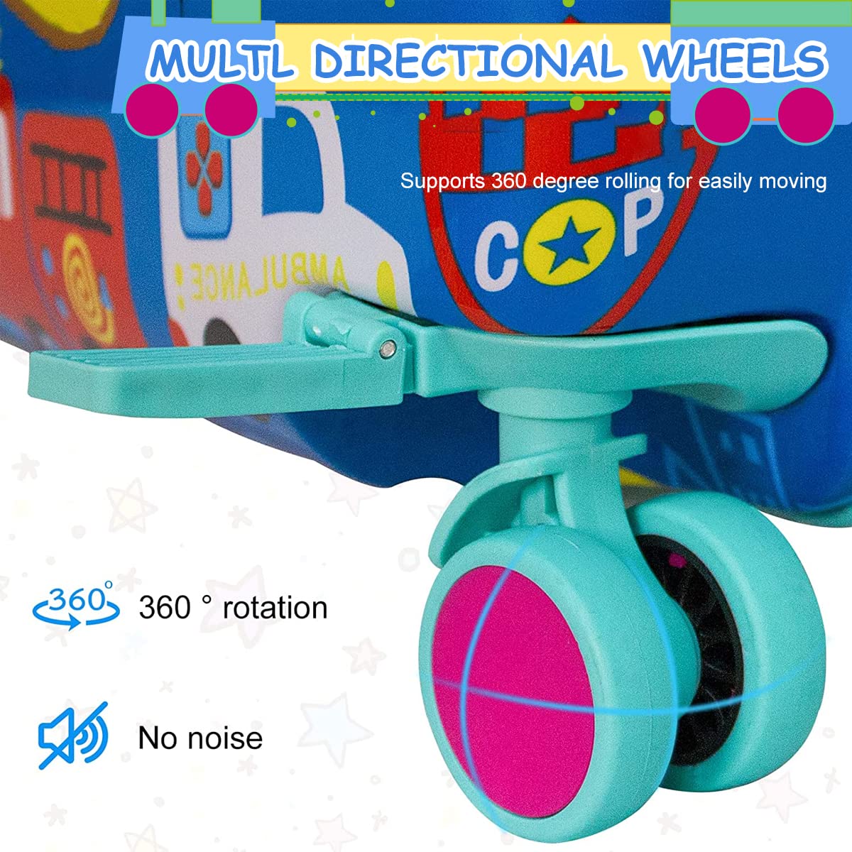 PALAY Kids Ride On Suitcase for Travel with 47x23.5x31cm Capacity and 4 Wheels | for Ages 2–5