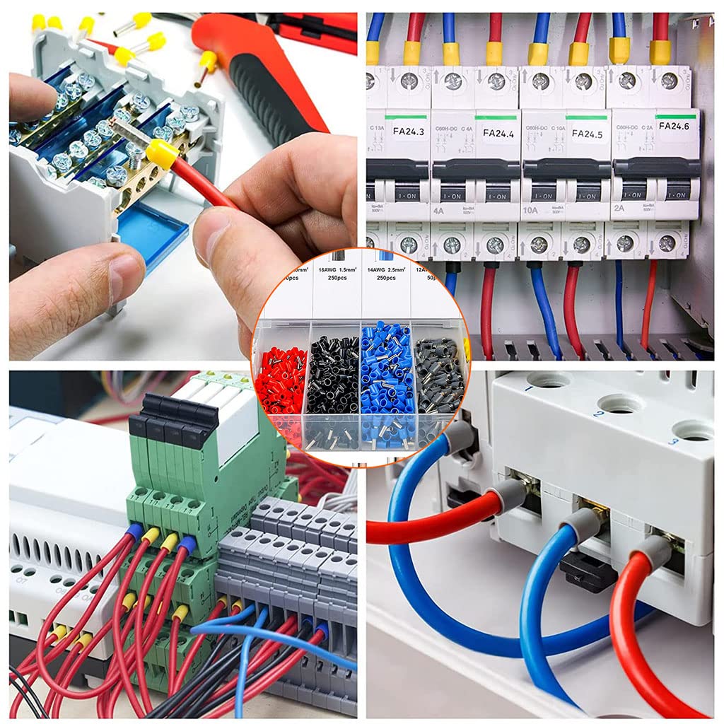 HASTHIP Ferrule Crimping Tool Kit for Electrical Connections with 1200 pcs Copper Terminals | Self Adjusting Ratchet Plier