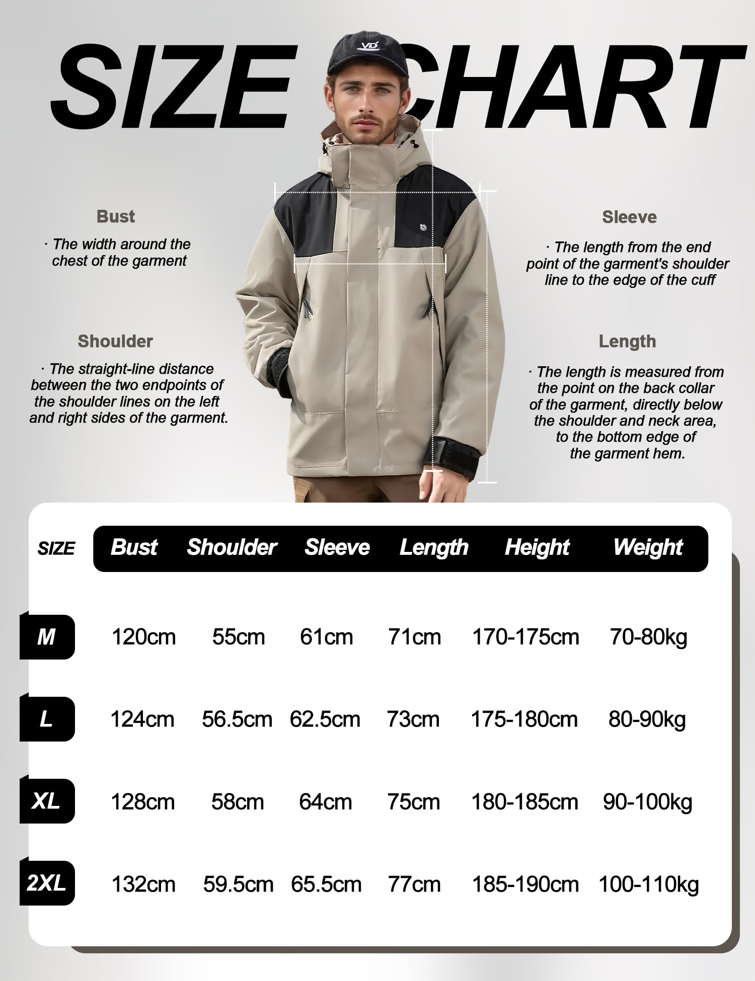 Venzina Men's Windproof Hiking Jacket for Trekking and Daily Use with Detachable Hood | Light Khaki Breathable Mesh Liner