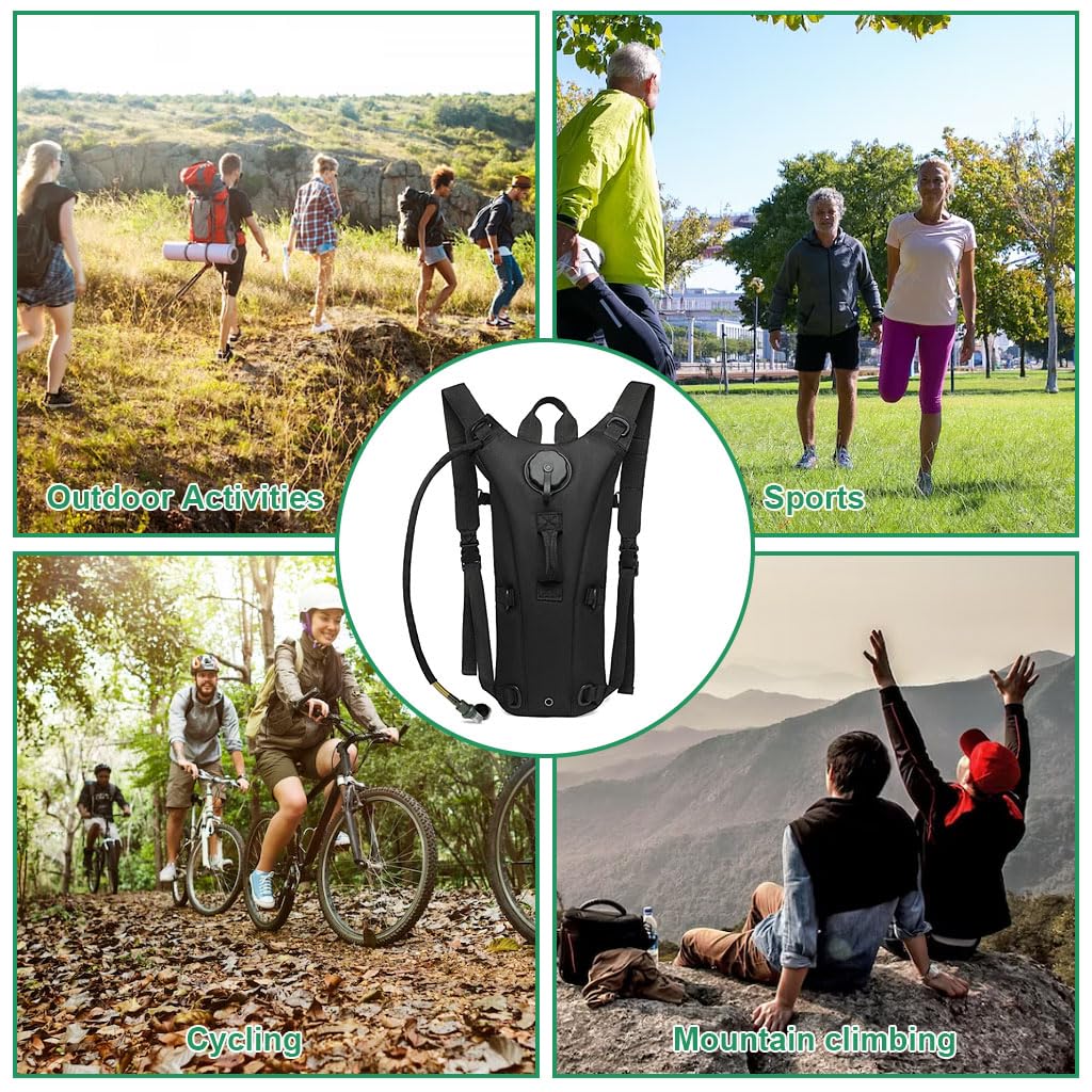 HASTHIP® Advanced 3L Hydration Backpack with Water Bladder - Tactical, Leak-Proof & BPA-Free, Ideal for Hiking, Biking & Running, Durable Oxford & Nylon Material, Insulated, Multi-Carry Options