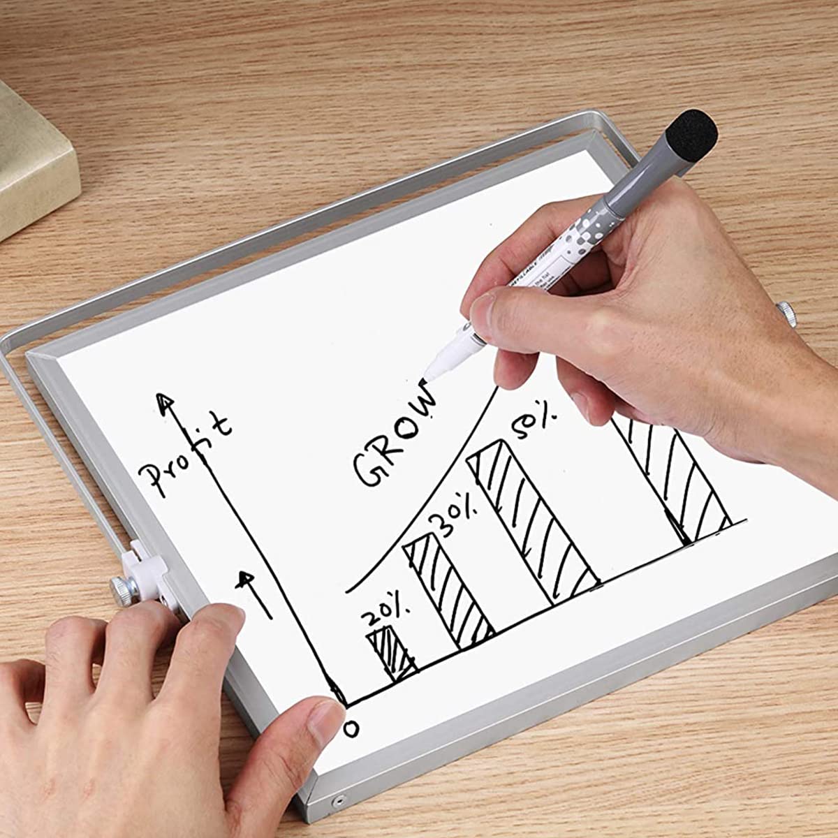 ZIBUYU White Board for Home and Office with 360° Rotatable Double Sides and Aluminum Stand | 10 in Memo and To Do List Dry Erase Board