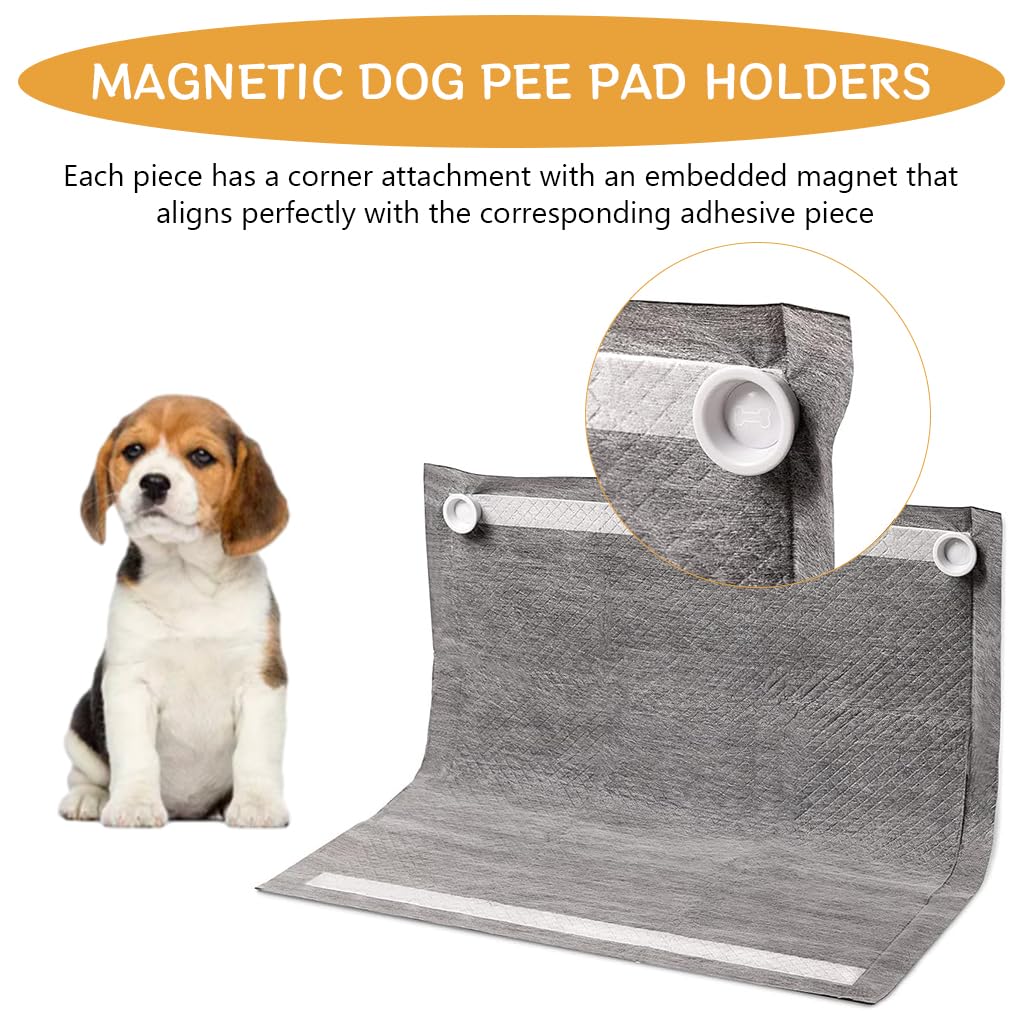 Qpets Dog Pee Pad Holders for Floor and Wall with Magnetic Clips | 2 Pcs Reusable Set