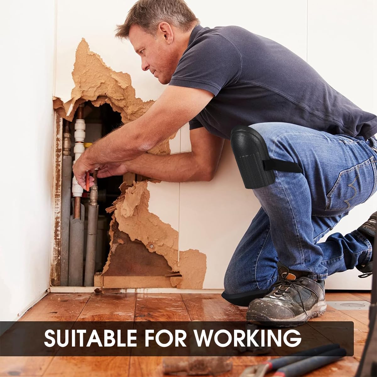 Serplex Knee Pads for Work and Gardening with Adjustable Hook and Loop Straps | 2 Pair EVA Foam Protective Guards