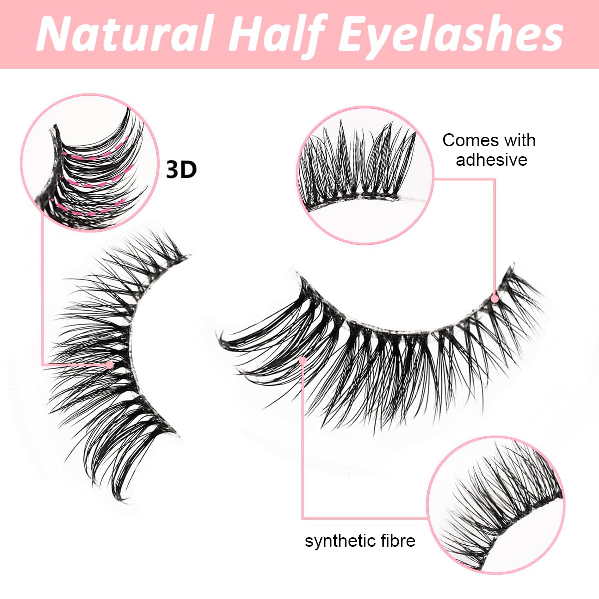 MAYCREATE False Eyelashes for Natural Cat Eye Look with 10 Pairs Mink Half Lashes | Fluffy Accent Strips
