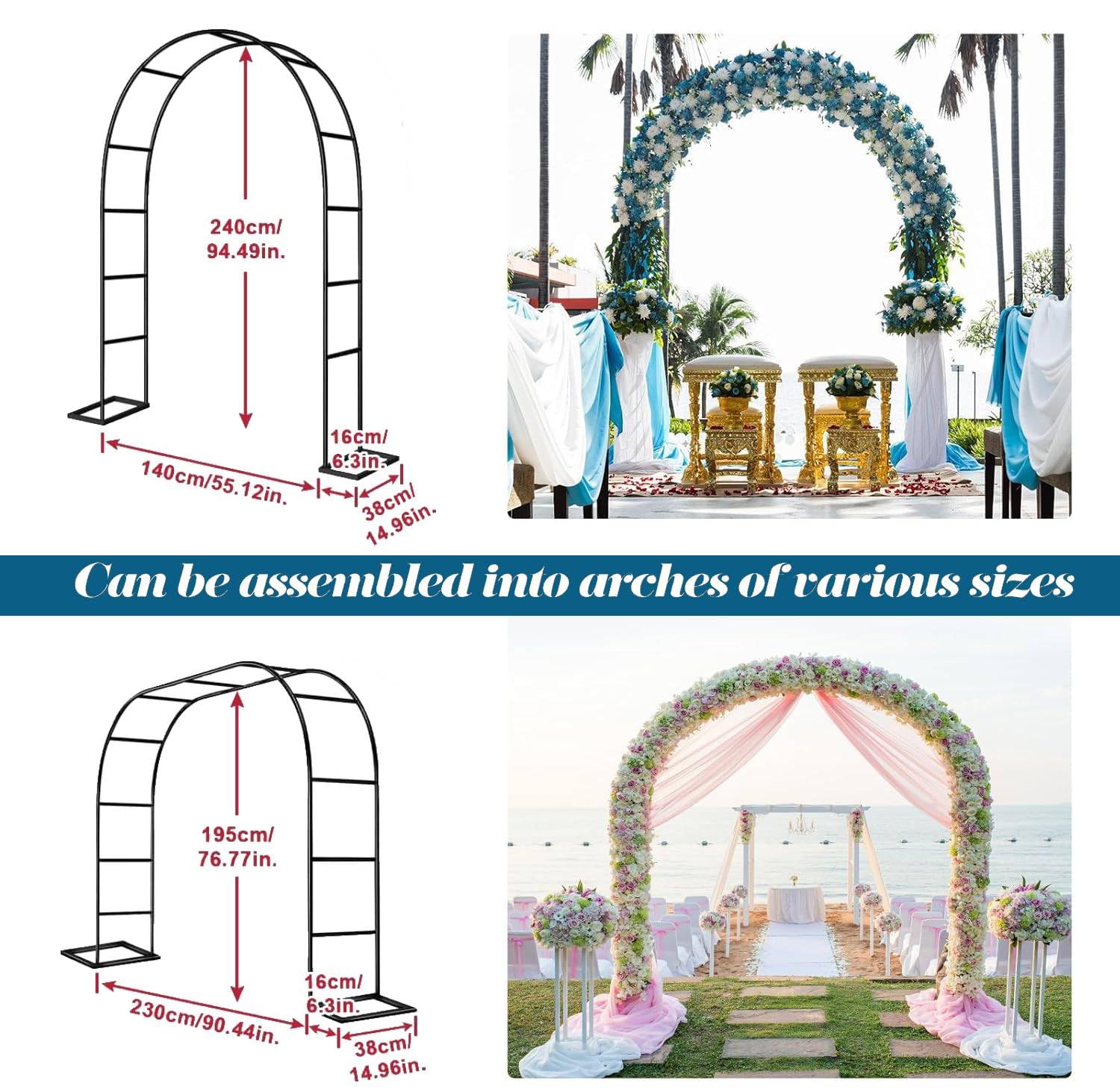 HASTHIP Garden Arch for Weddings and Parties featuring 55.1x94.5 in Frame | Rust-Proof Steel