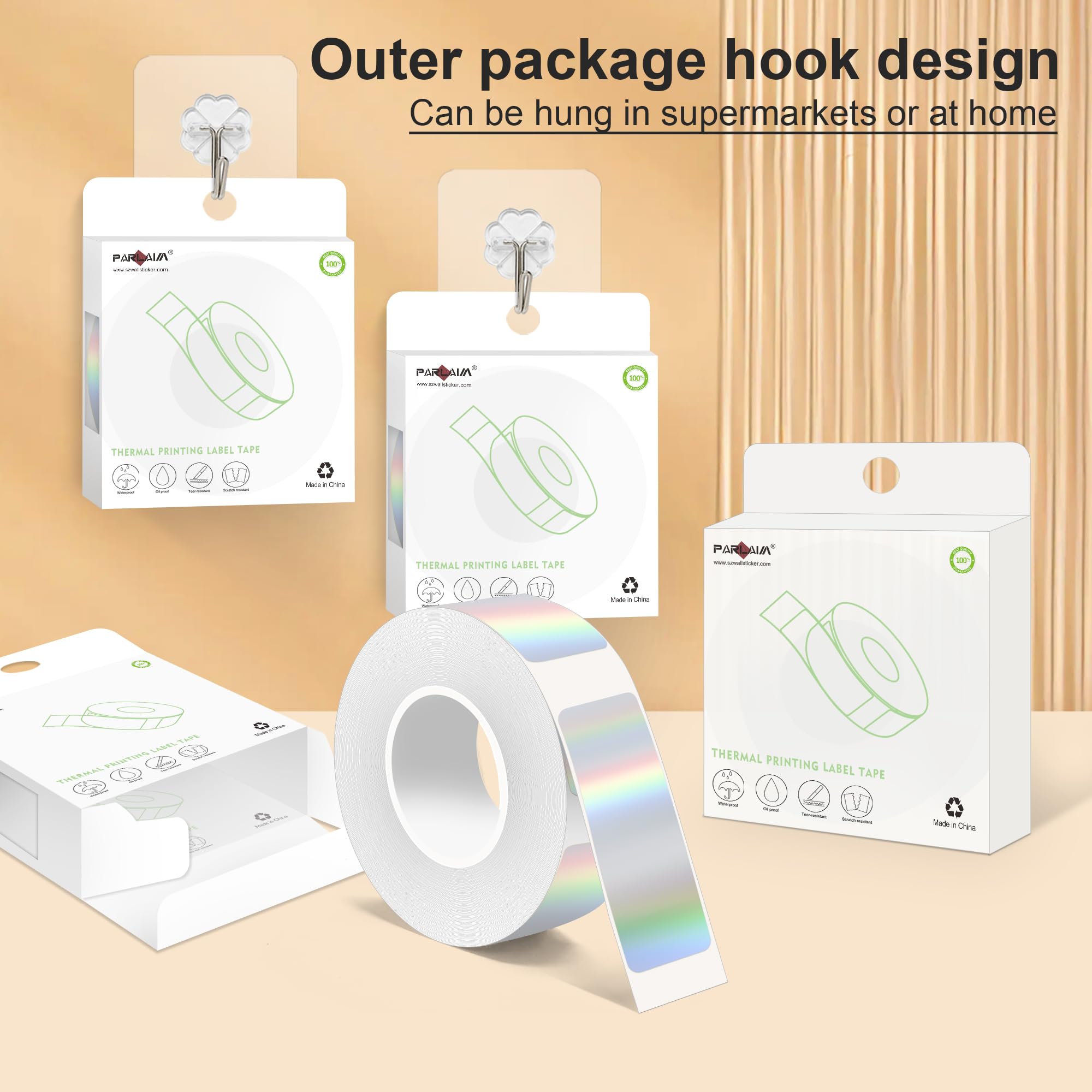 Zeitel Mini Label Printer Machine for Office with 320 pcs 12x40 mm Thermal Paper Roll | Holographic Silver Adhesive Stickers