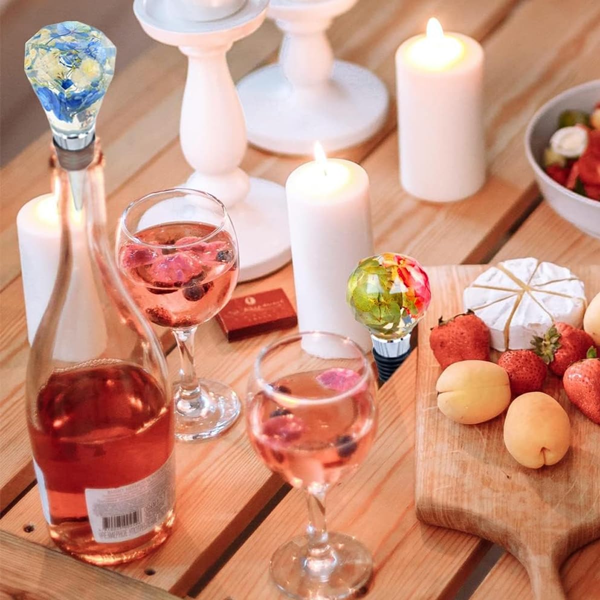 HASTHIP Wine Stopper Resin Molds for DIY Craft Gifts with 5 Silicone Shapes and Stoppers